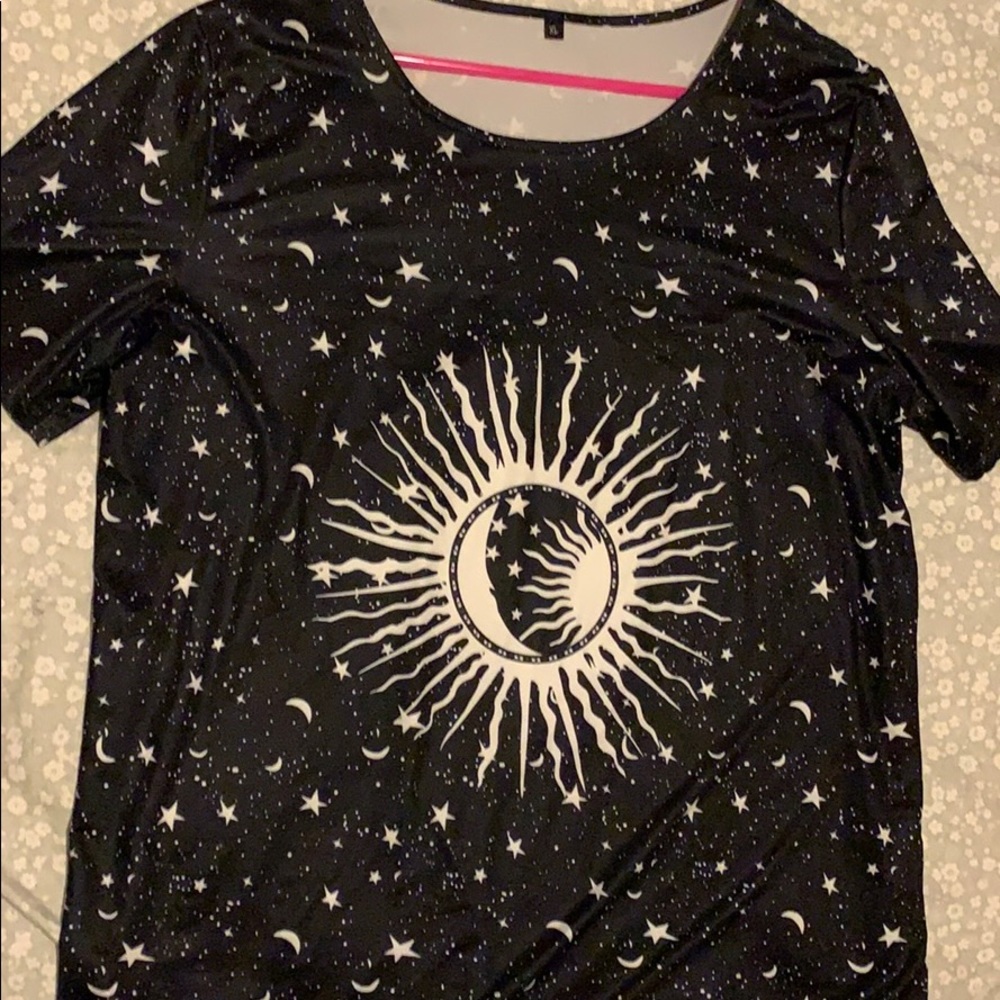 Soft, Lightweight Black and White Sun & Moon Tee
